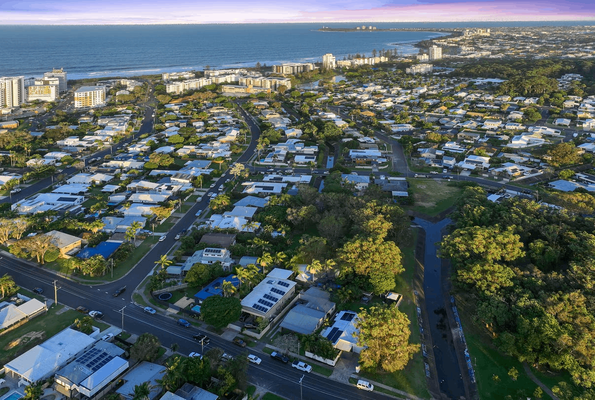 Aerial view of the Sunshine Coast site, with coastline in the distance